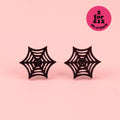 Spider Web Stud Earrings (Black)