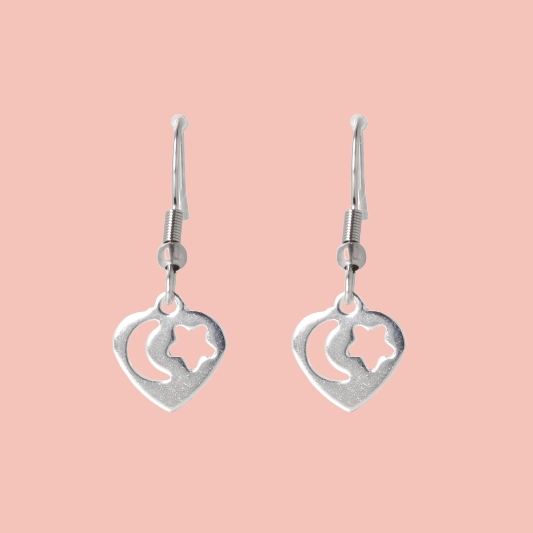 Starry Night Heart Earrings